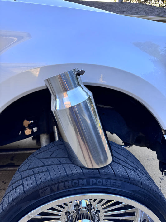 5” to 7” Bolt-On Polished Chrome Exhaust Tip – Angled Cut | Universal Fit